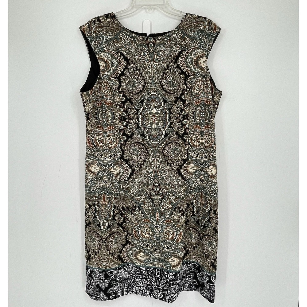 Studio One New York Women's Green Paisley Sleeveless Work Dress Plus Size 18